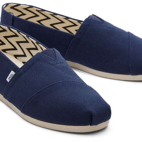 *NEW* TOMS Alpargata Mens Navy Recycled Cotton Shoes - Sz 9.5 *NEW* - Picture 2 of 5